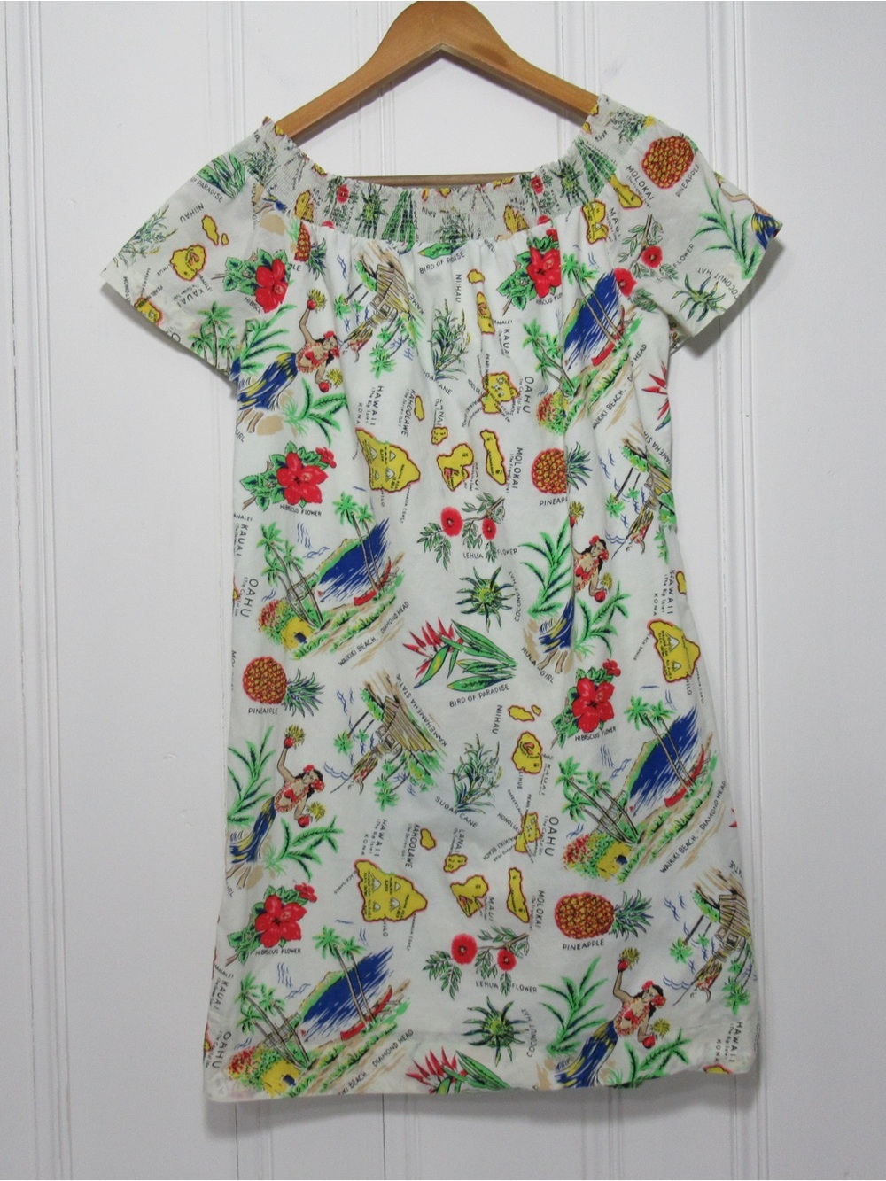 J.CREW Hawaiian Novelty Printed Off The Shoulder Dress Size 10